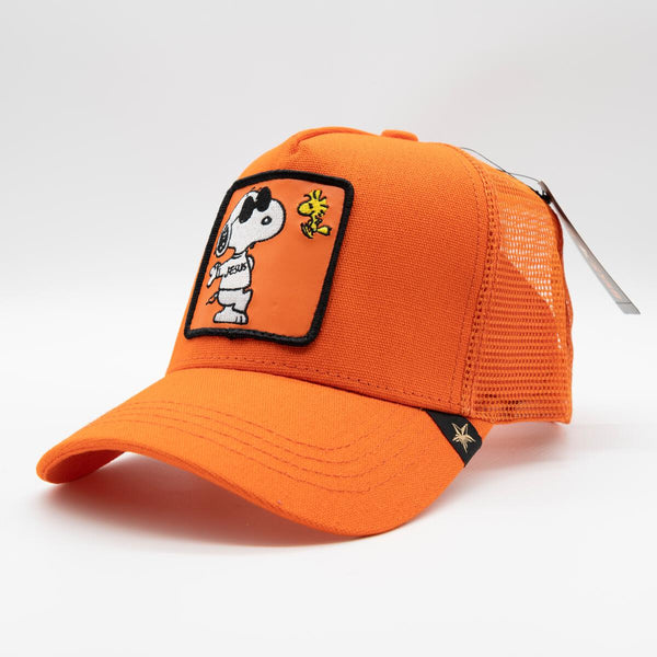 GOLD STAR SNOOPY ORANGE TRUCKER HAT