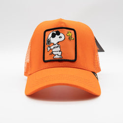 GOLD STAR SNOOPY ORANGE TRUCKER HAT