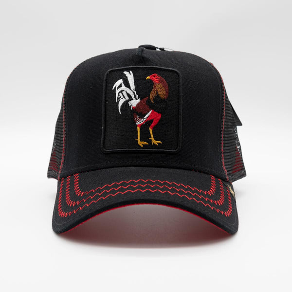 GOLD STAR ROOSTER BLACK TRUCKER HAT