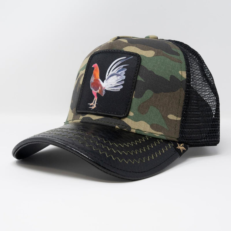 GOLD STAR ROOSTER CAMO TRUCKER HAT