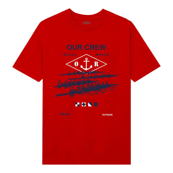 OUTRANK OUR CREW MAKES MOVES RED T-SHIRT