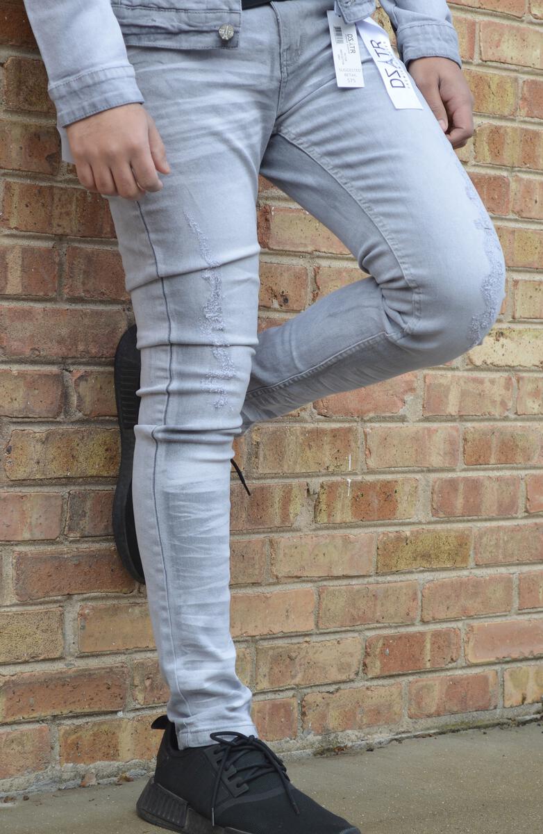 DISASTER SUPER STRETCH BASIC GREY SKINNY JEANS