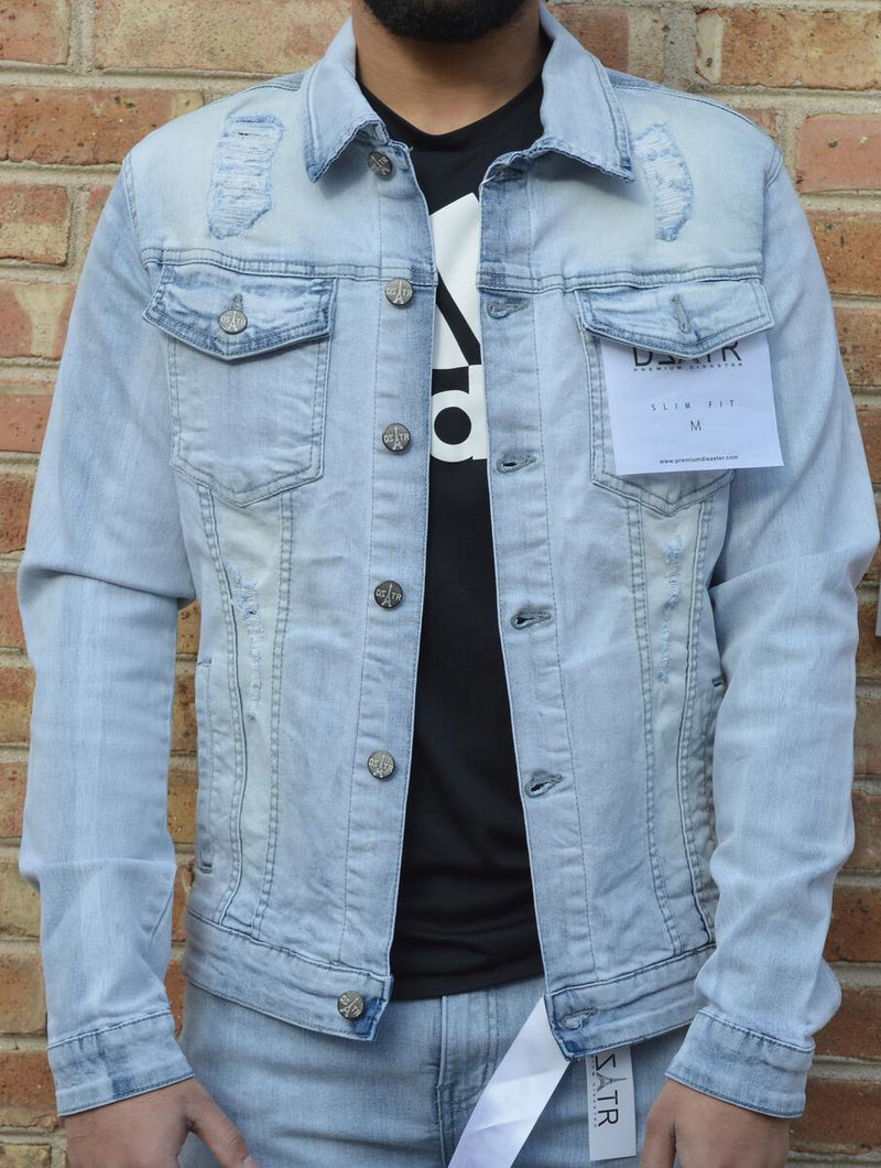 DISASTER SUPER STRETCH DENIM JACKET - LT BLUE