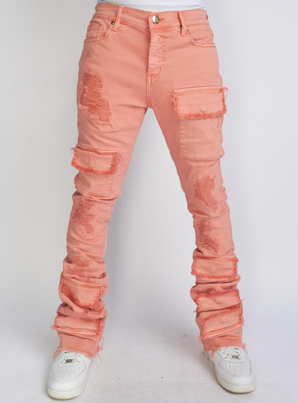 POLITICS CORAL SUPER STACKED CARGO JEANS