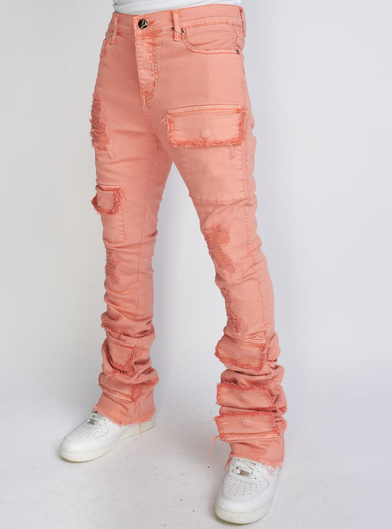 POLITICS CORAL SUPER STACKED CARGO JEANS