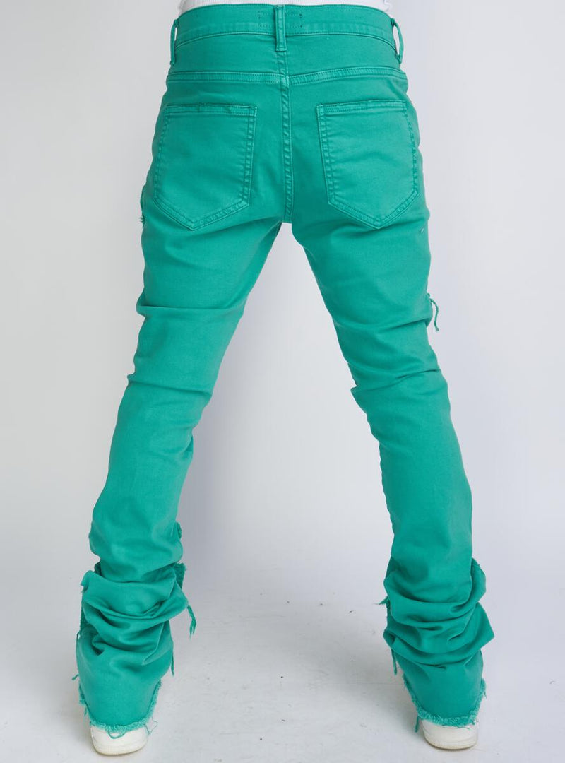 POLITICS TEAL SUPER STACKED CARGO JEANS