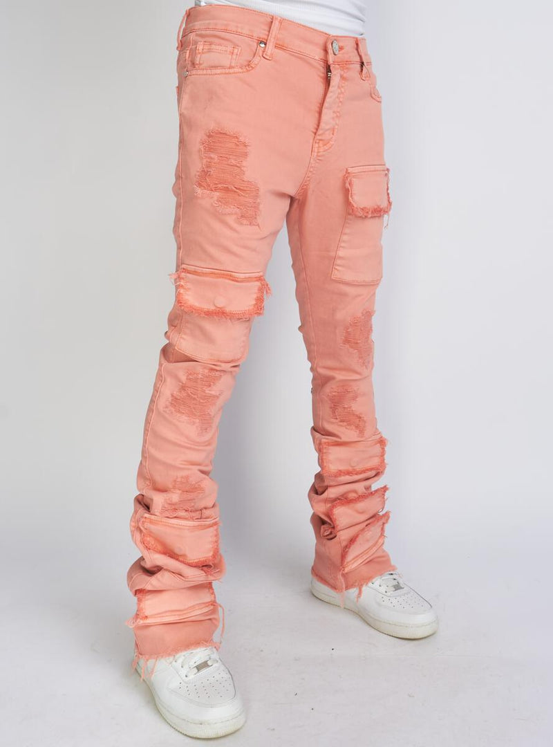 POLITICS CORAL SUPER STACKED CARGO JEANS