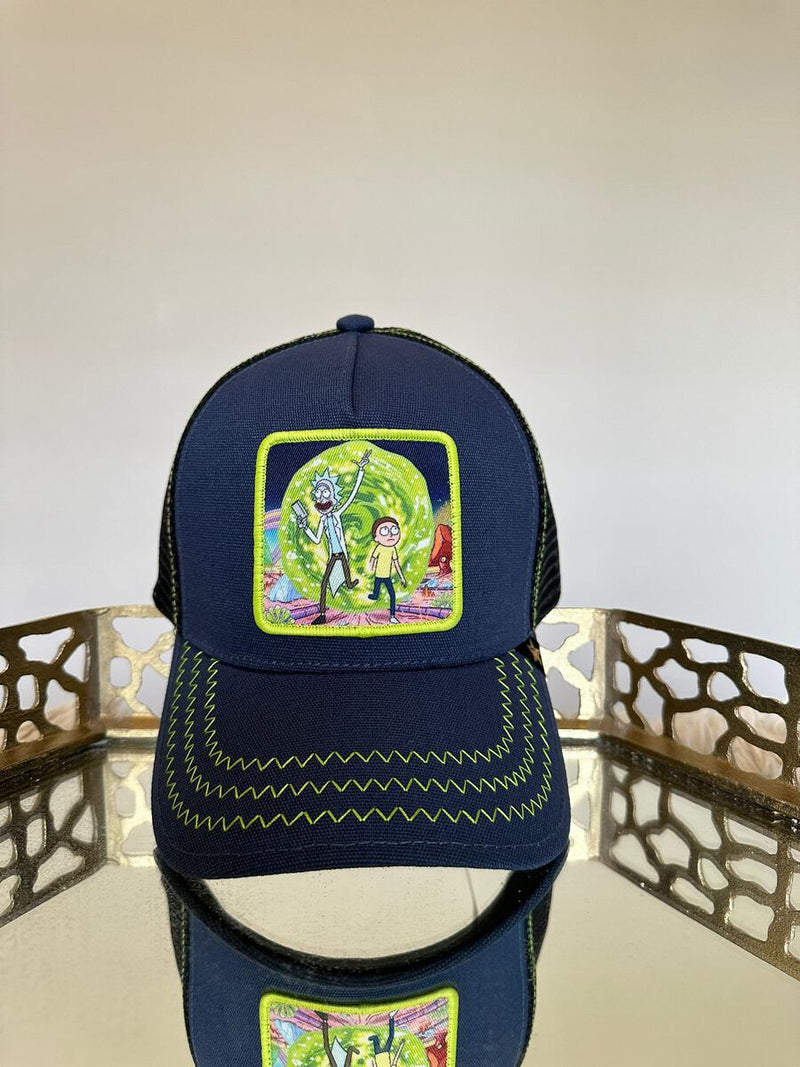 GOLD STAR RICK AND MORTY NAVY TRUCKER HAT