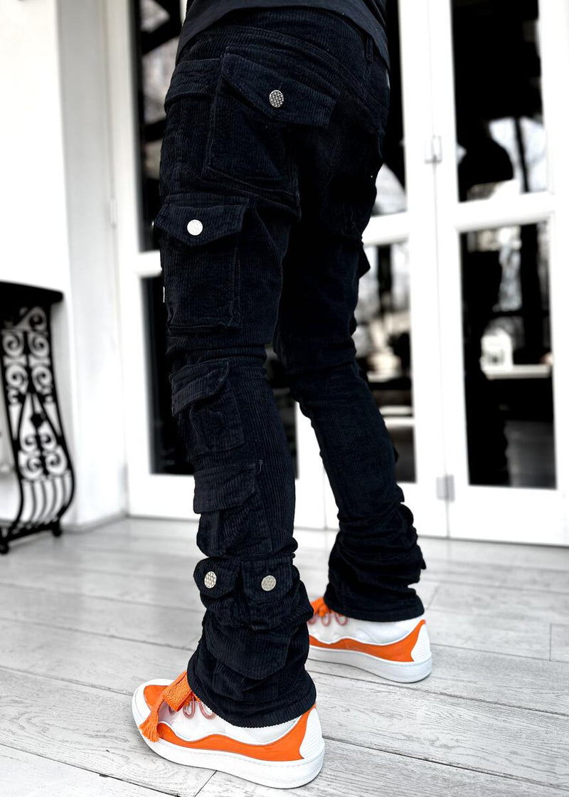 GUAPI Obsidian Black Corduroy Cargo Pant