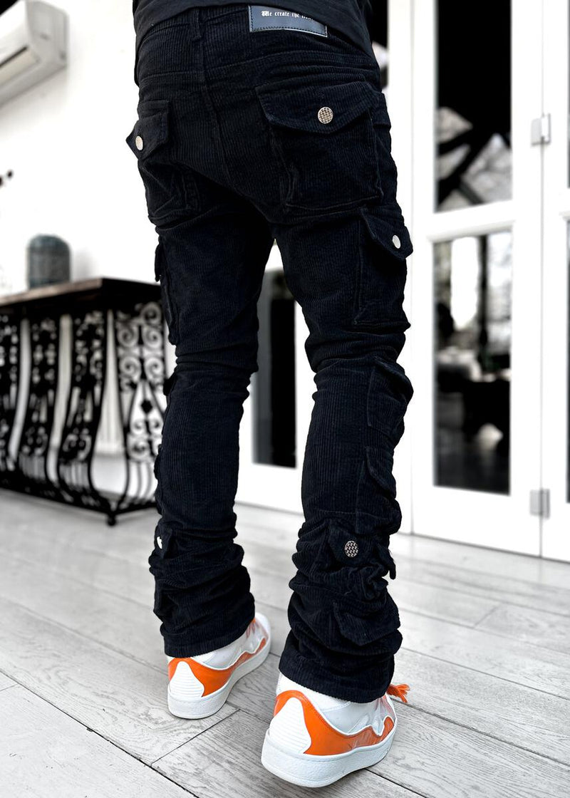 GUAPI Obsidian Black Corduroy Cargo Pant