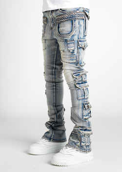 GUAPI Powder Blue Tactical Stacked Denim