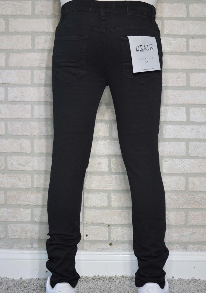 DISASTER SUPER STRETCH DENIM - (Jet Black with Rips)