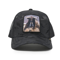 GOLD STAR BLACK CAMO BULL TRUCKER HAT