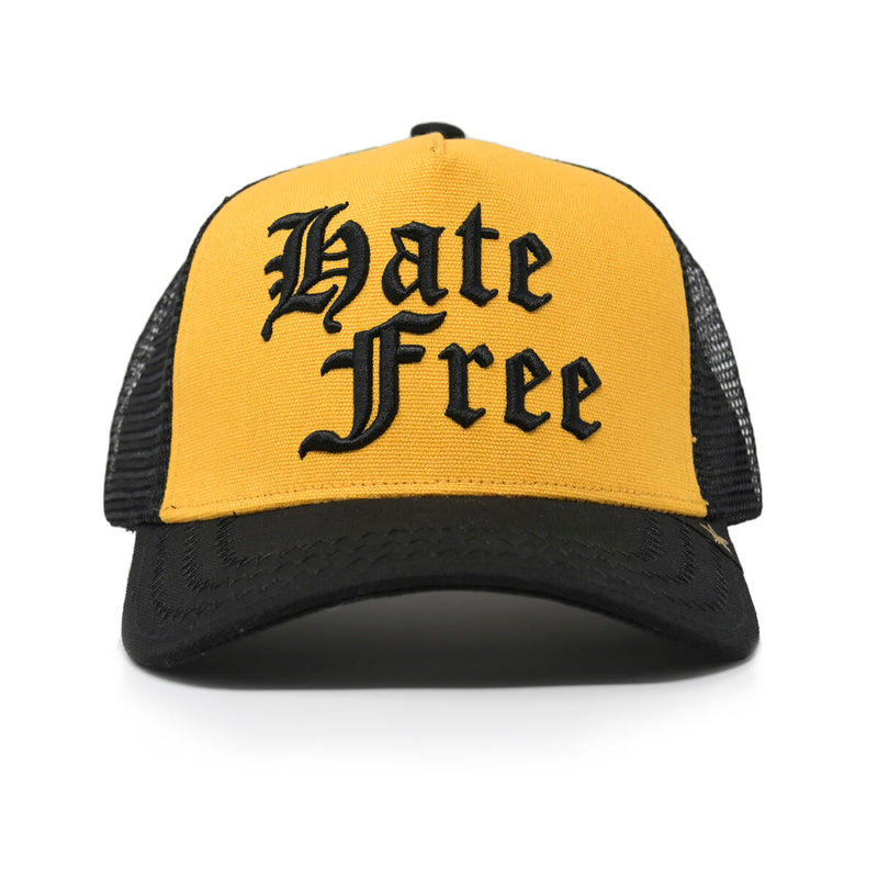 GOLD STAR HATE FREE TRUCKER HAT .