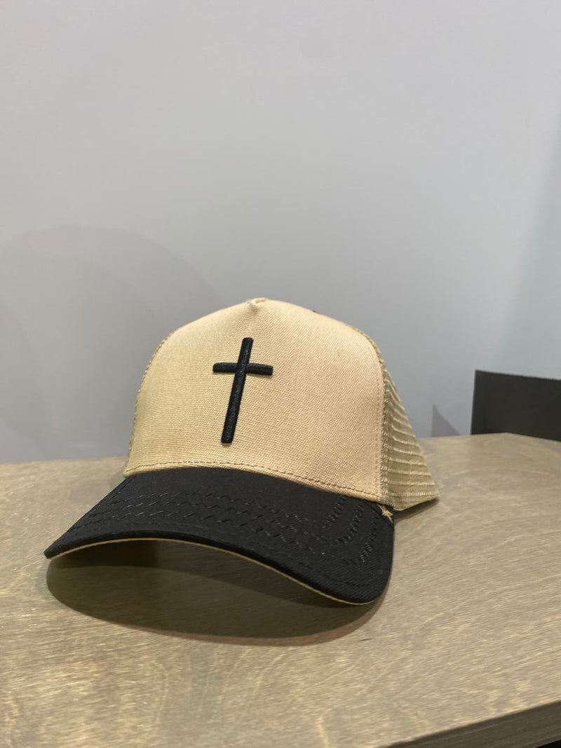 GOLD STAR CROSS MUSTARD TRUCKER HAT