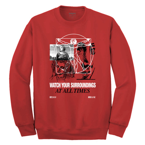 OUTRANK Watch Your Surroundings Crewneck Fleece SWEATER