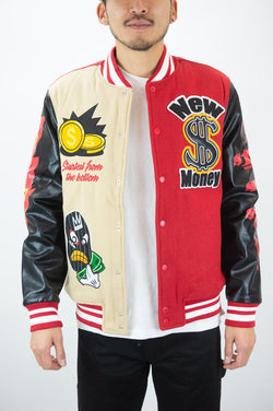 REBEL MINDS NO DAYS OFF RED VARSITY JACKET