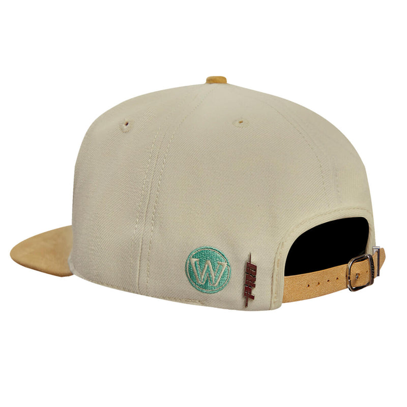 PRO STANDARD GOLDEN STATE WARRIORS BUTTER SUEDE SCRIPT STRAPBACK HAT