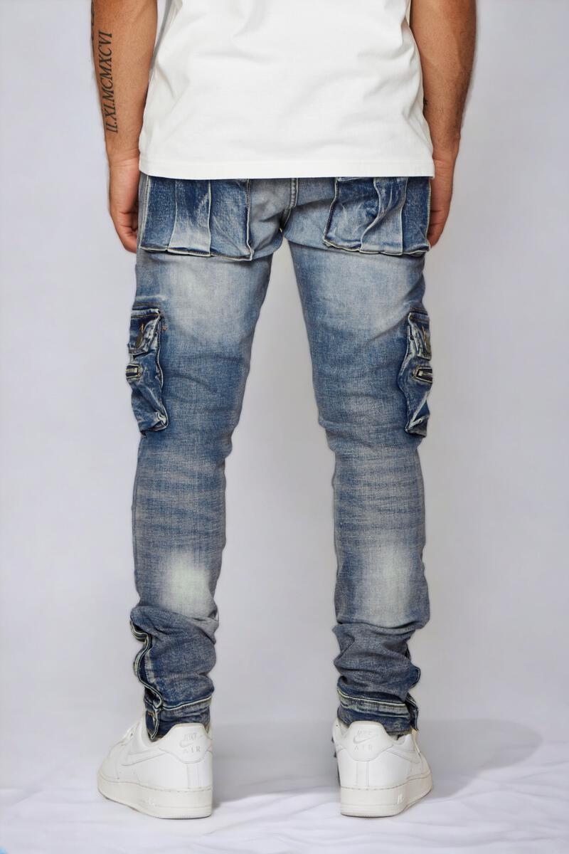 ESNTL LAB / VALABASAS EL CAMINO CARGO SKINNY FIT JEANS