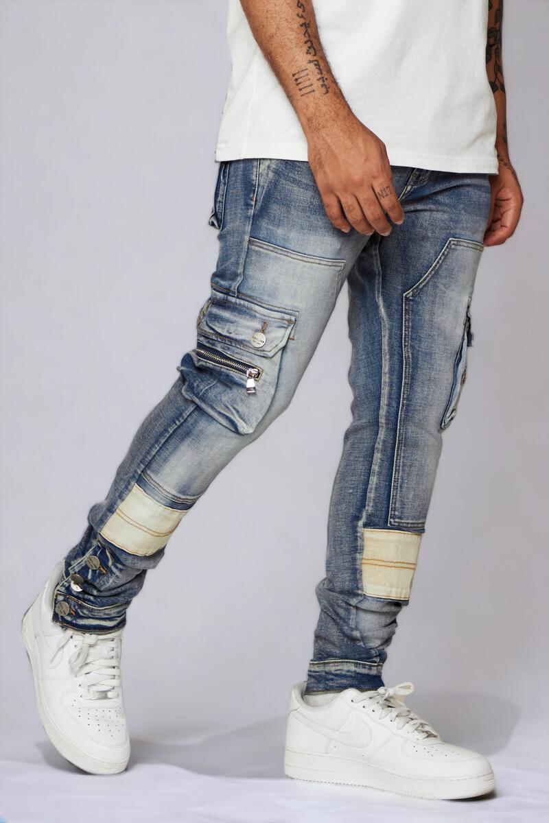 ESNTL LAB / VALABASAS EL CAMINO CARGO SKINNY FIT JEANS