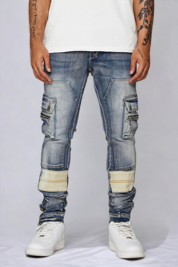 ESNTL LAB / VALABASAS EL CAMINO CARGO SKINNY FIT JEANS