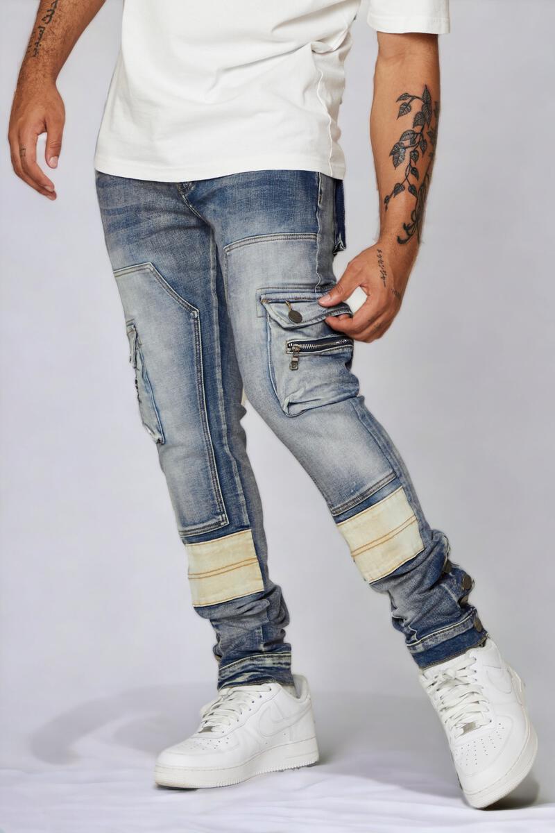 ESNTL LAB / VALABASAS EL CAMINO CARGO SKINNY FIT JEANS