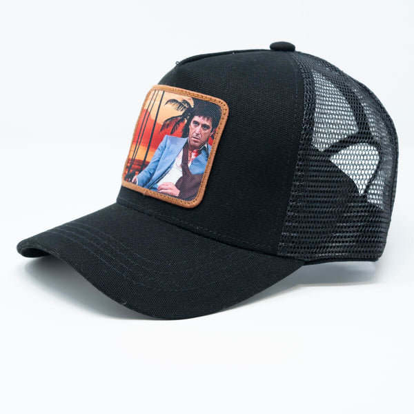 GOLD STAR SCARFACE BLACK TRUCKER HAT