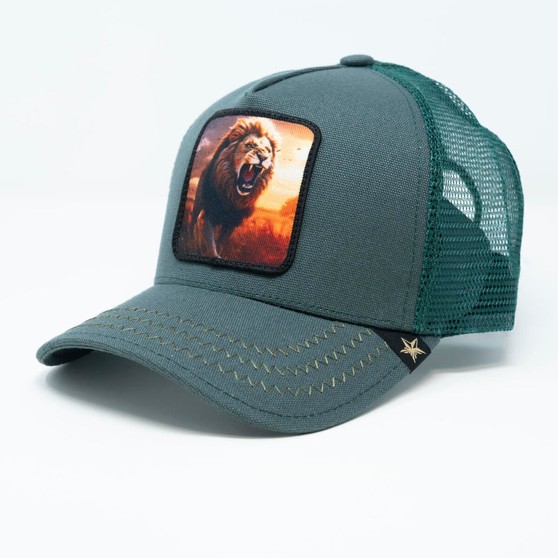 GOLD STAR LION DARK GREEN TRUCKER HAT