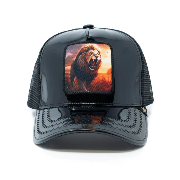 GOLD STAR LION LEATHER TRUCKER HAT