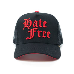 GOLD STAR HATE FREE BLACK/RED TRUCKER HAT