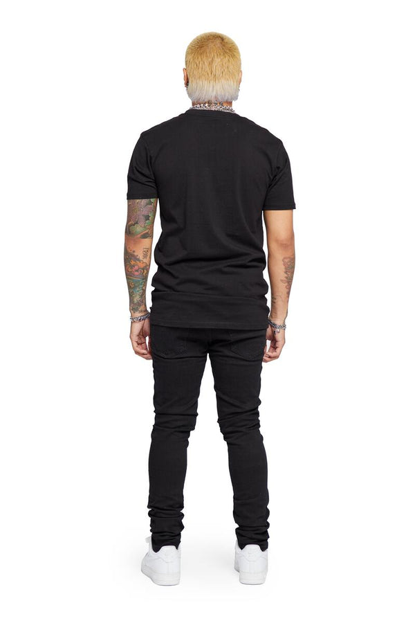 VALABASAS "MR CLEAN 2.0" BLACK KNEE CUT SKINNY JEAN