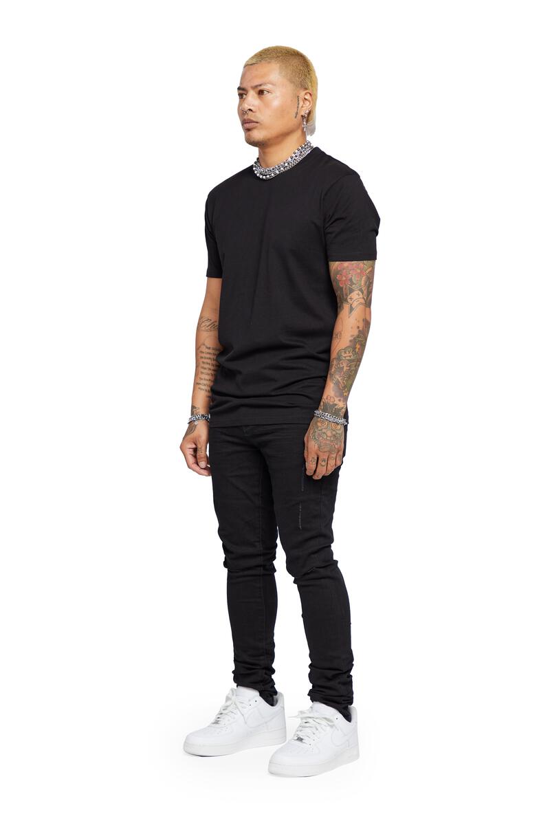 VALABASAS "MR CLEAN 2.0" BLACK KNEE CUT SKINNY JEAN