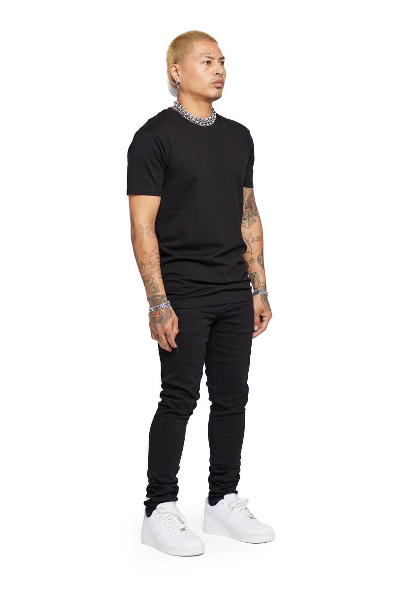 VALABASAS "MR CLEAN 2.0" BLACK KNEE CUT SKINNY JEAN