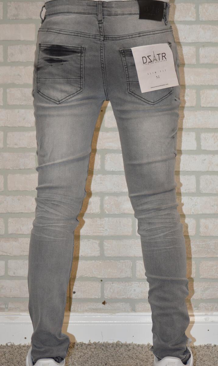 DISASTER SUPER STRETCH DENIM - SLIM FIT - GREY BLK RIP (DZTR-321)