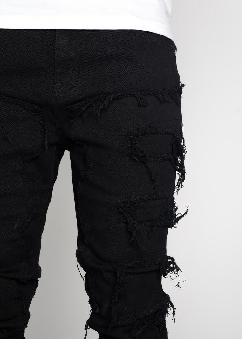 GUAPI  Obsidian Black Blood Diamond Stacked Denim (GUAP08)