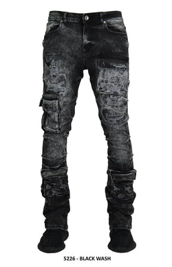 FOCUS BLACK WASH STACKED JEANS