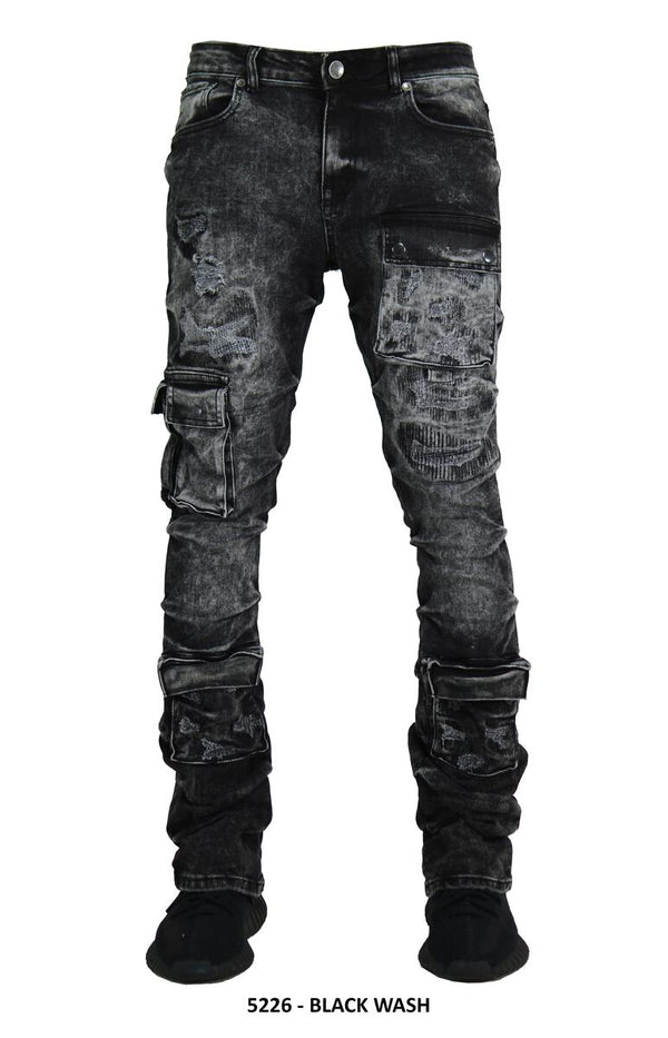 FOCUS BLACK WASH STACKED JEANS