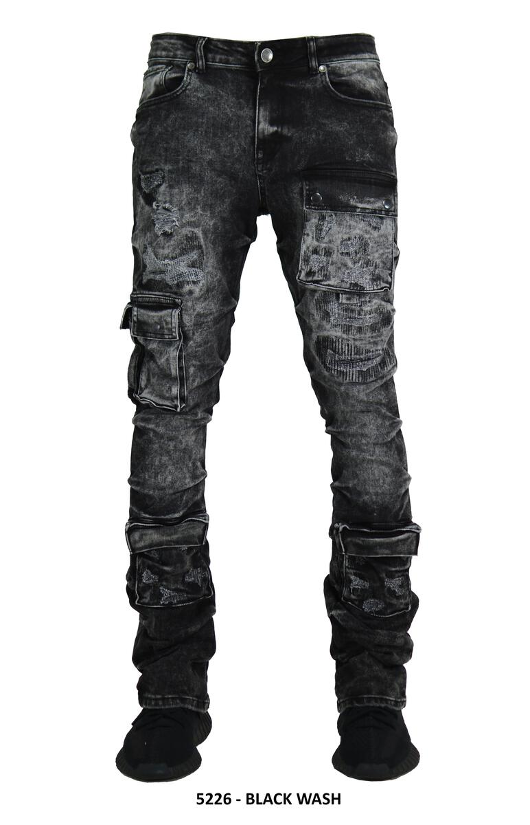 FOCUS BLACK WASH STACKED JEANS
