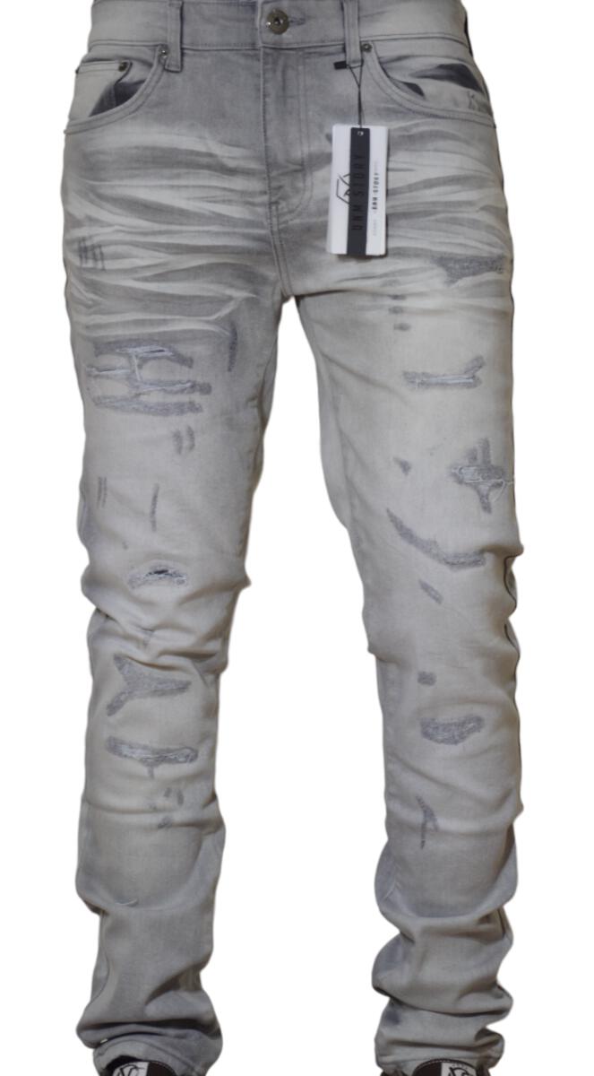 DNM STORY Men's Skinny Denim - GREY RIPPED (DS-104)