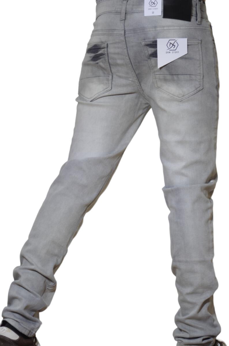 DNM STORY Men's Skinny Denim - GREY RIPPED (DS-104)