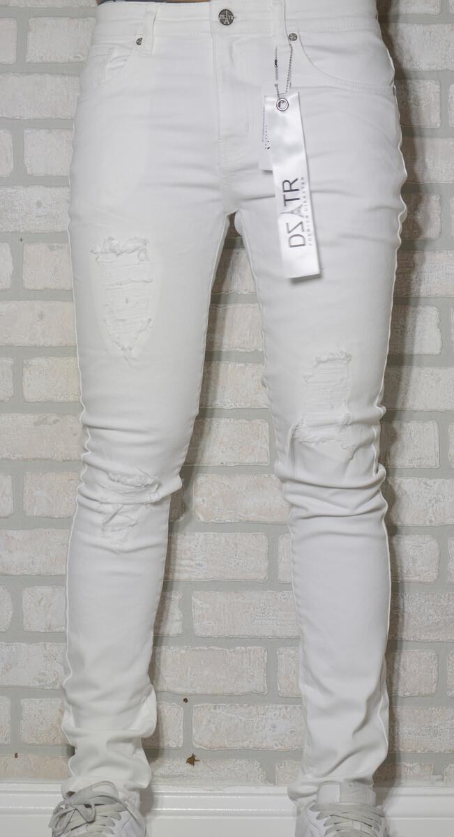 DISASTER SUPER STRETCH DENIM - SLIM FIT - WHITE RIPPED (DZTR-284)