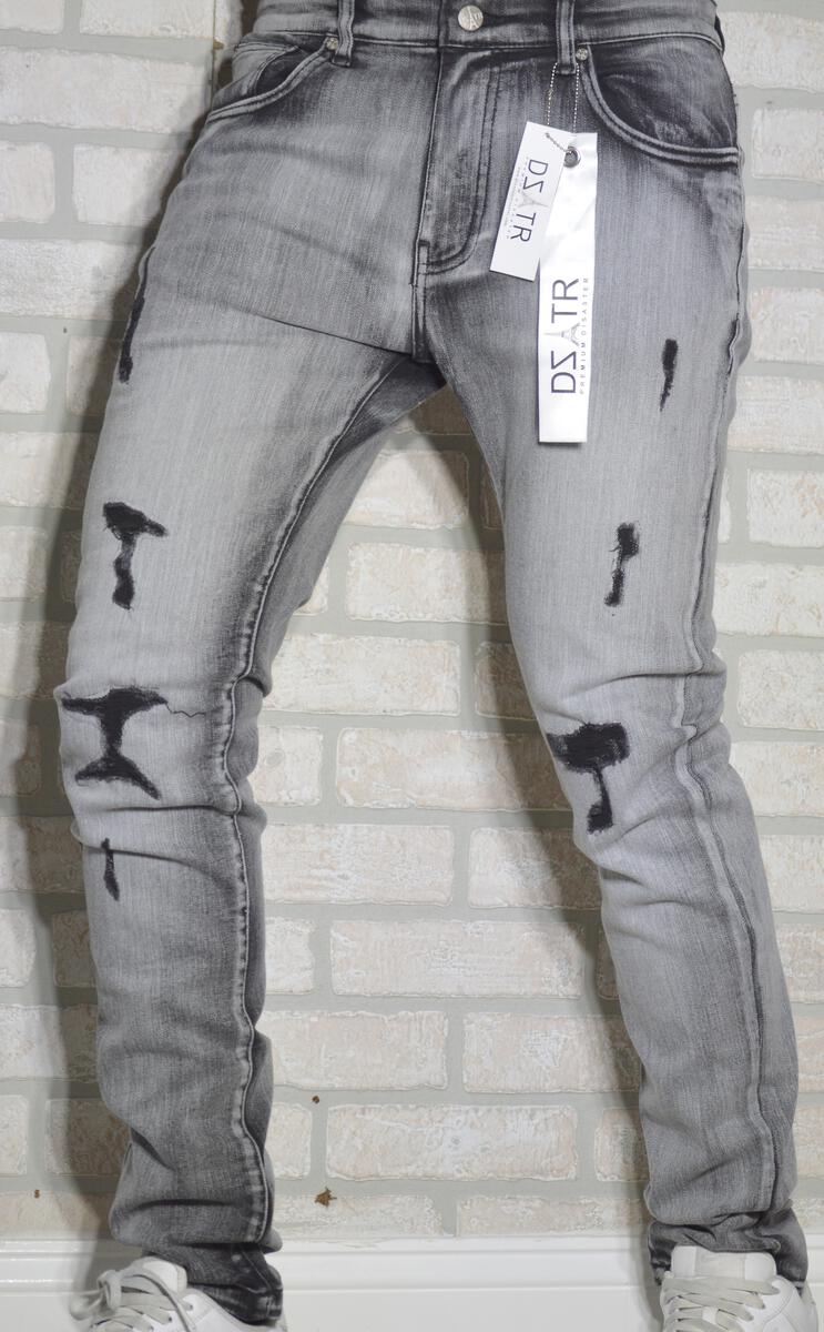 DISASTER SUPER STRETCH DENIM - SLIM FIT - BLACK RIP (DZTR-260)