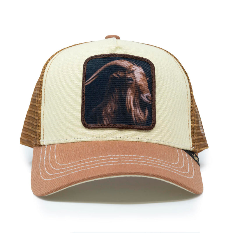 GOLD STAR GOAT LIGHT BROWN TRUCKER HAT