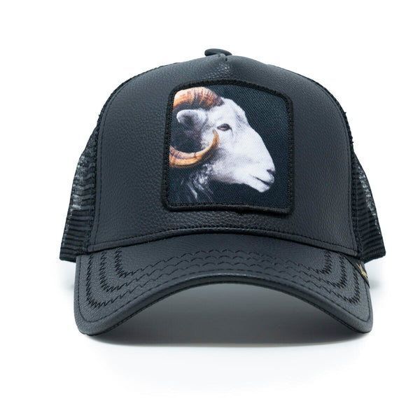 GOLD STAR GOAT LEATHER TRUCKER HAT