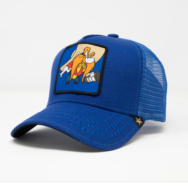 GOLD STAR CARTOON BLUE TRUCKER HAT