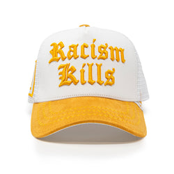 GOLD STAR RACISM KILLS LEATHER TRUCKER HAT