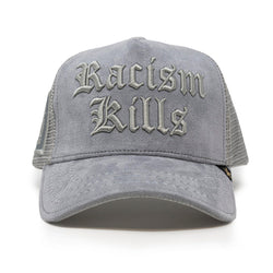 GOLD STAR GREY RACISM KILLS TRUCKER HAT