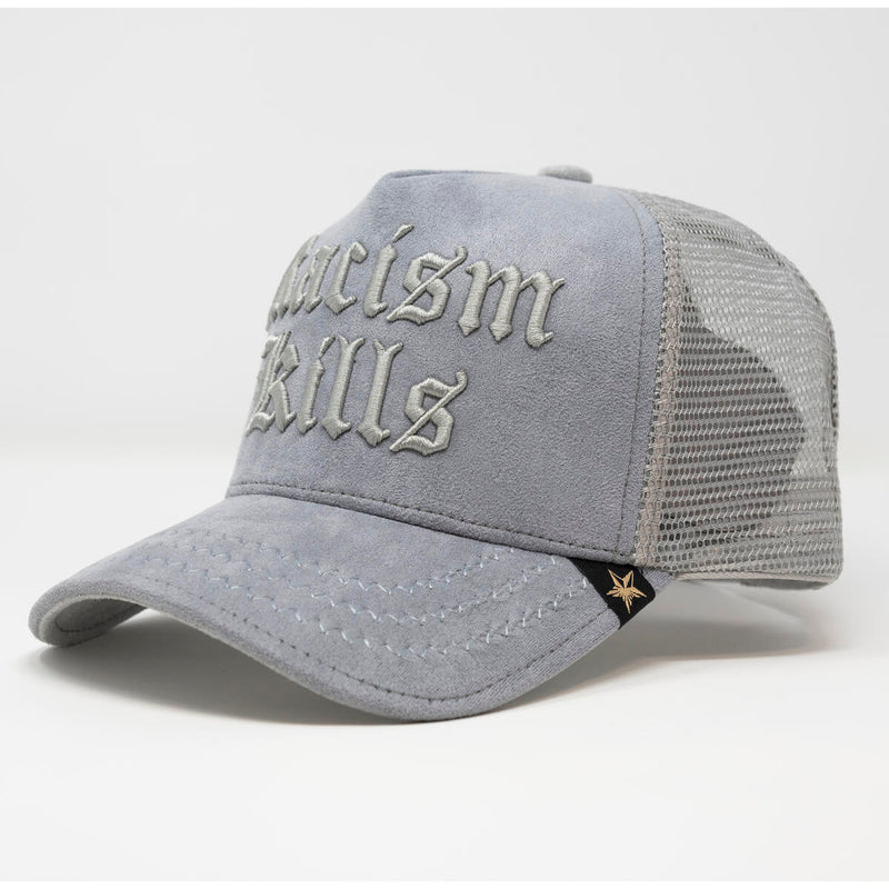 GOLD STAR GREY RACISM KILLS TRUCKER HAT