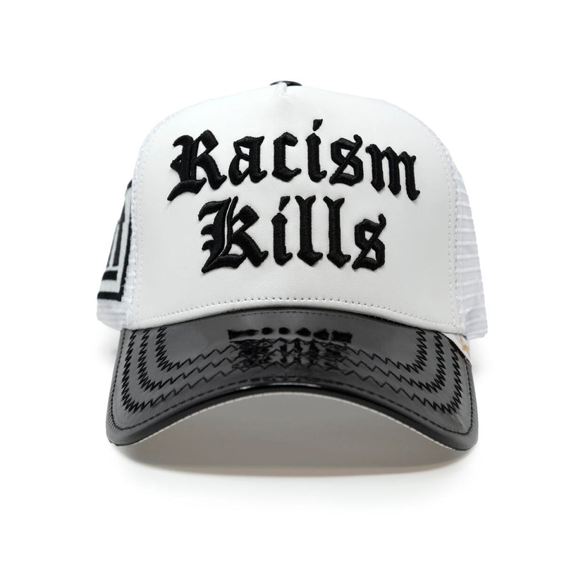 GOLD STAR RACISM KILLS LEATHER TRUCKER HAT