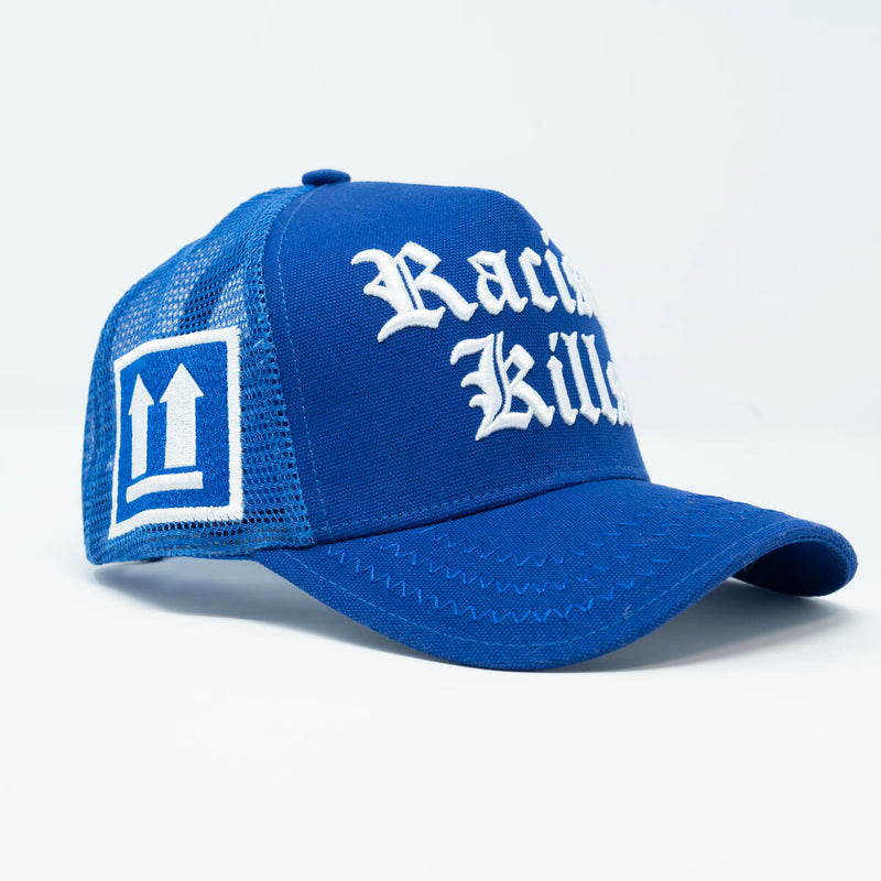 GOLD STAR RACISM KILLS BLUE TRUCKER HAT